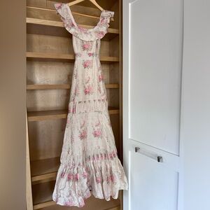 Floral Maxi Dress with Ruffle Collar